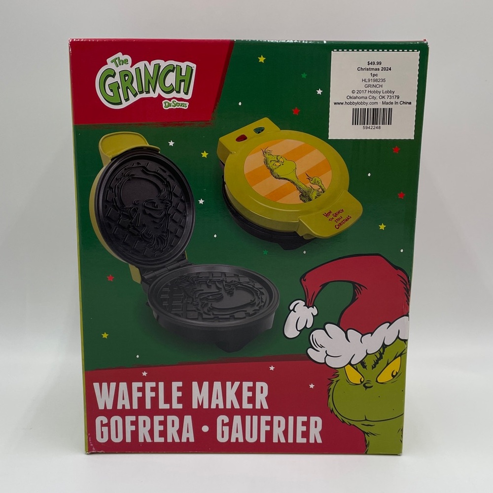 Grinch Waffle Maker Dr Seuss Non-Stick Plates - Picture 6 of 10